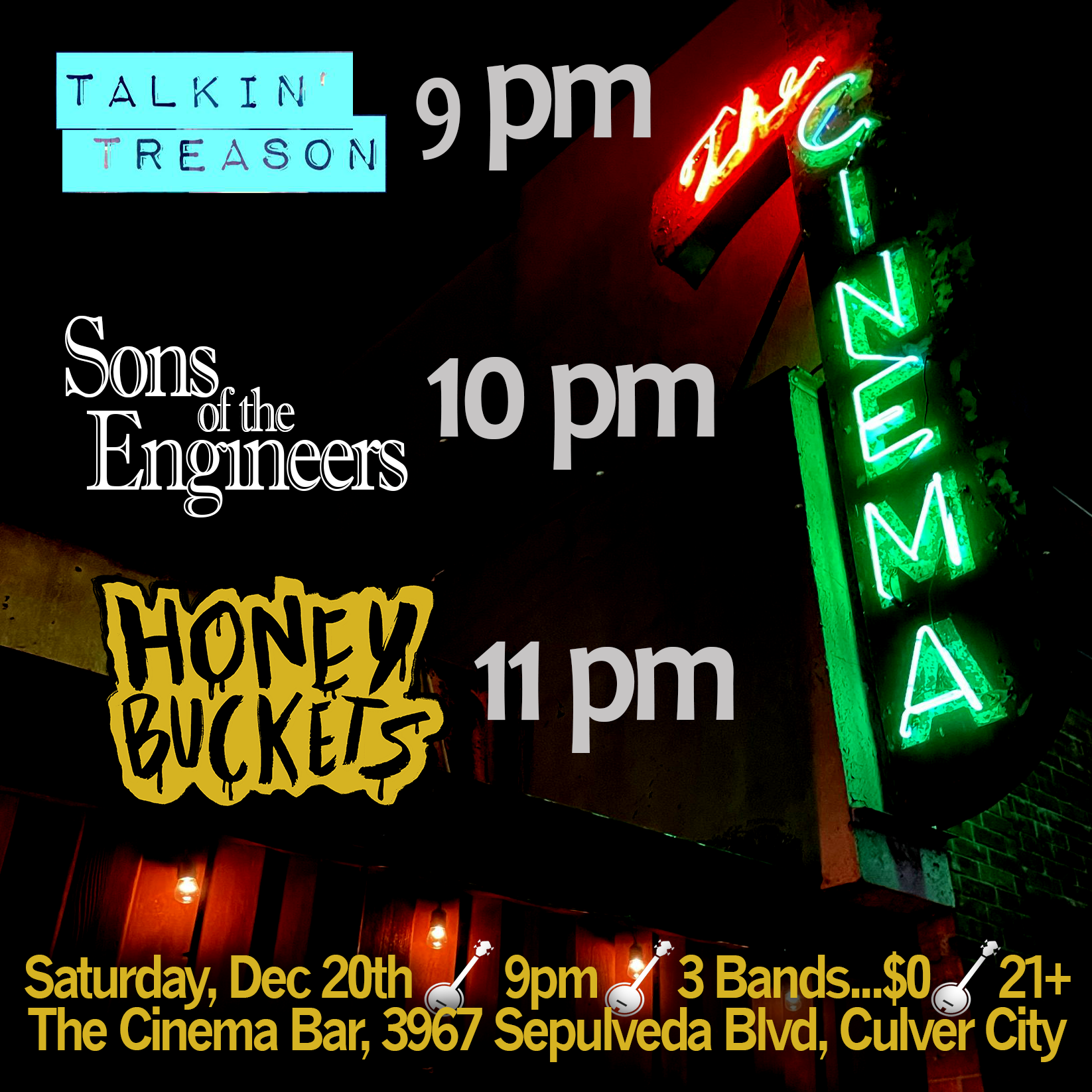 Honey Buckets at Cinema Bar, Sat Dec 20th 2025